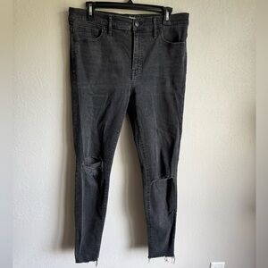 Madewell Black Denim 9” High Rise Skinny Jean Womens 30T Casual Distressed